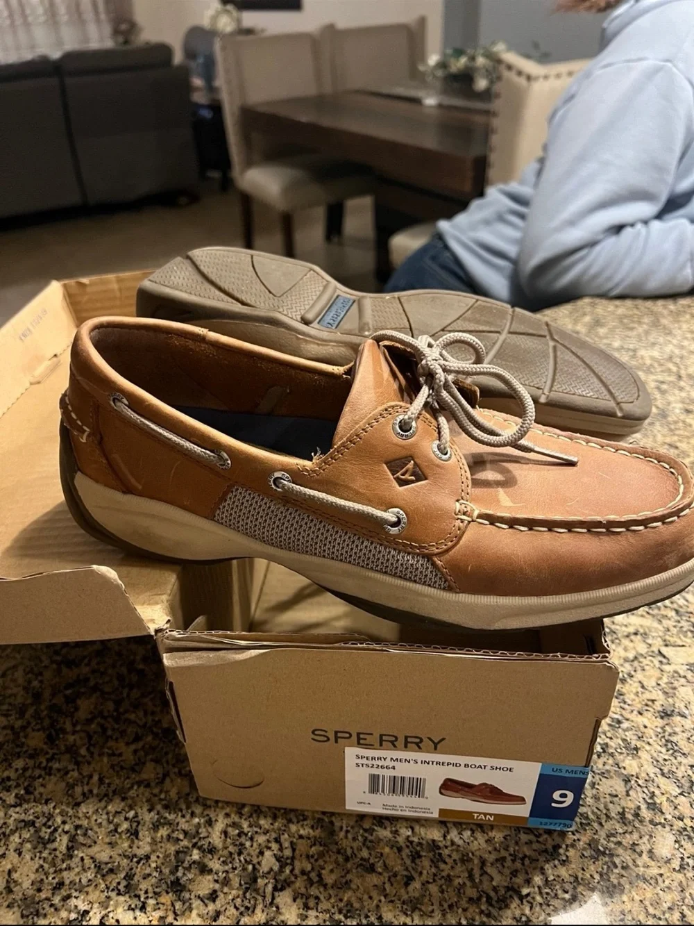 Sperry Men's Tan/Brown Mesh-Panel Boat Shoe